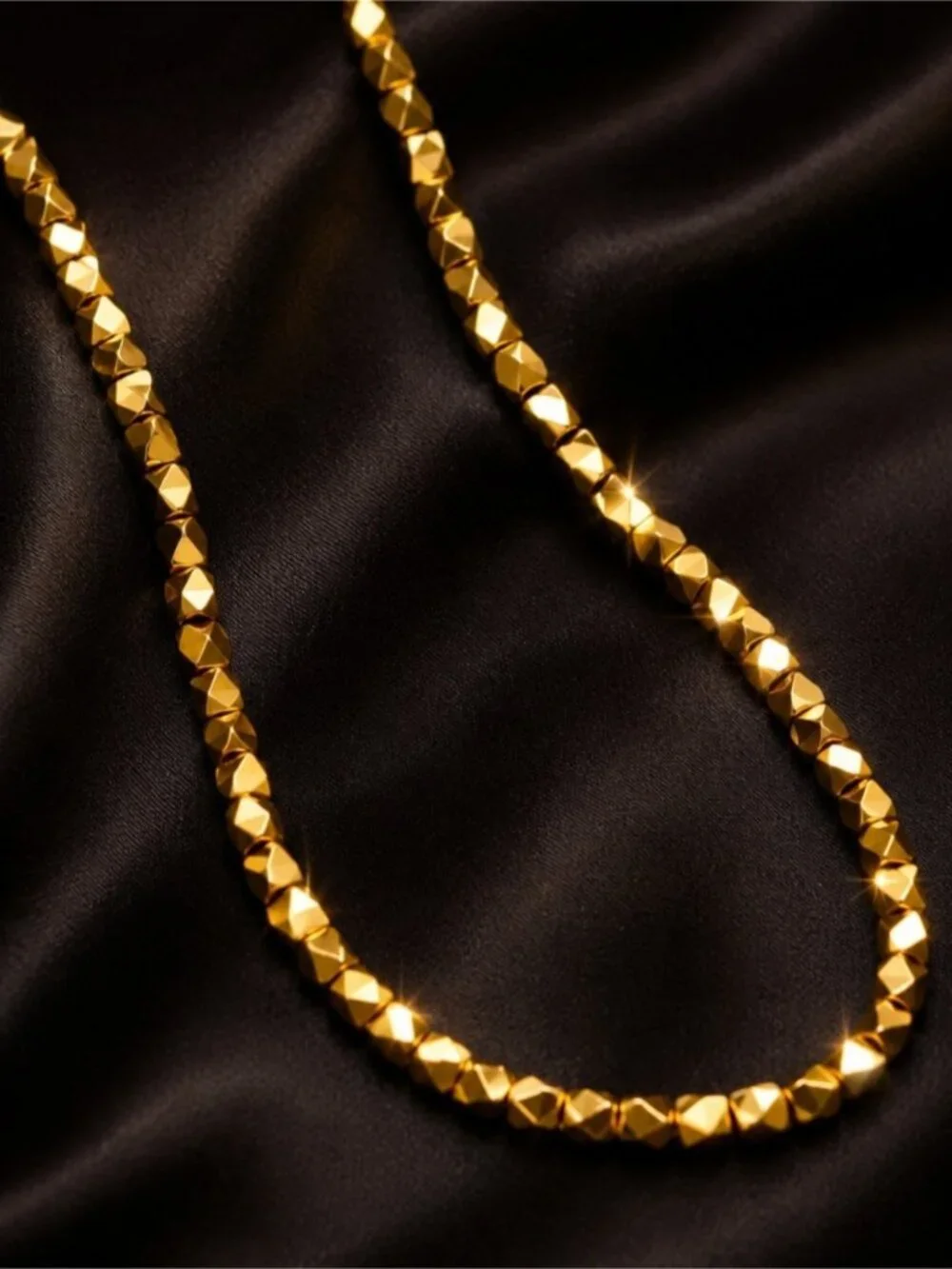 Faceted Gold-Tone Geometric Necklace